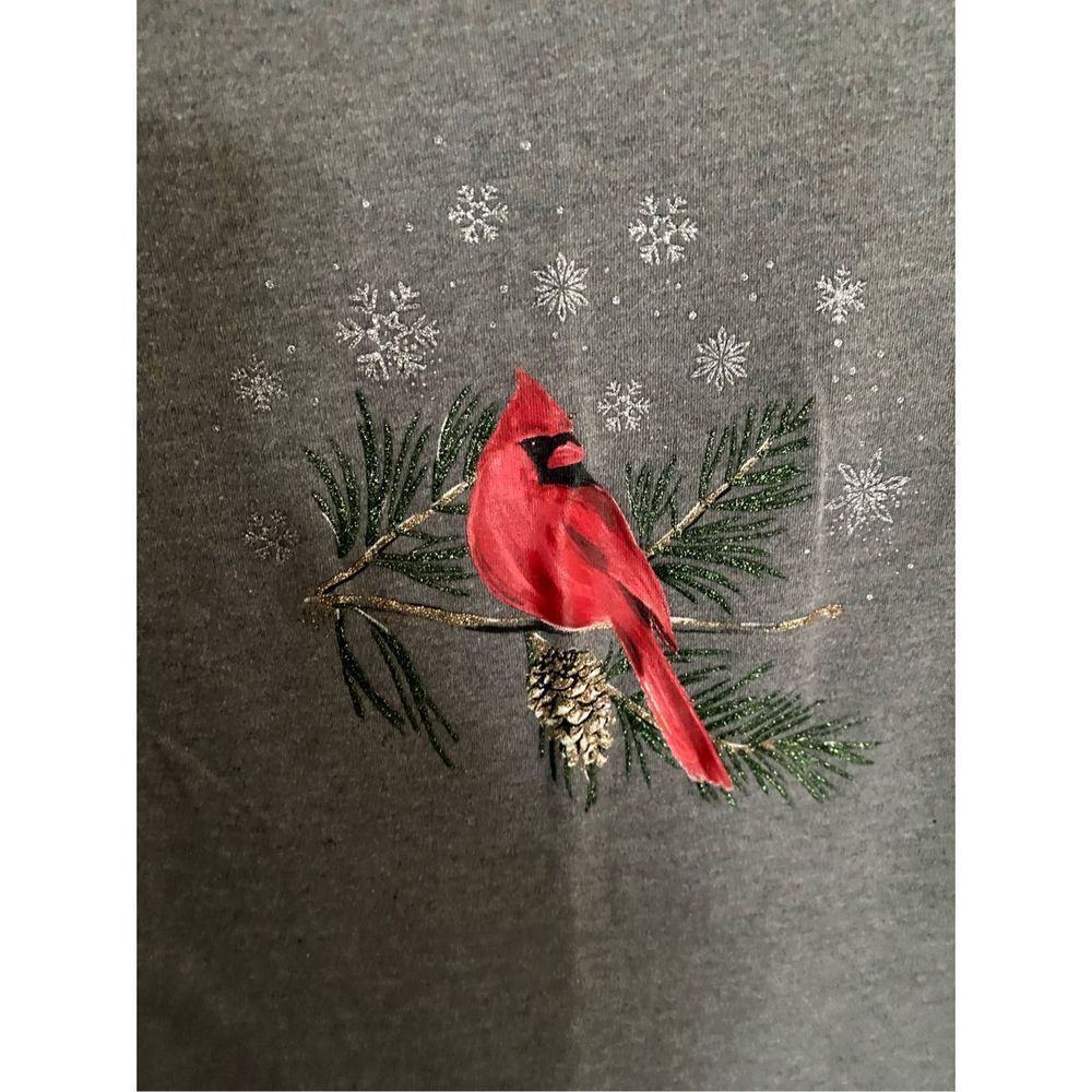 Croft and barrow women’s Christmas/holiday cardinal top, long sleeve, size small